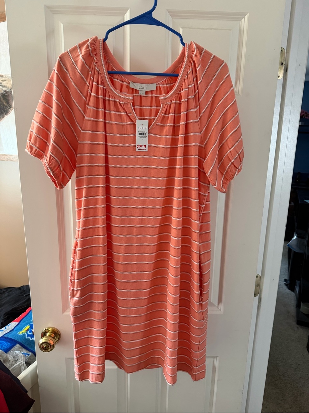 LOFT Coral Striped Knit Dress